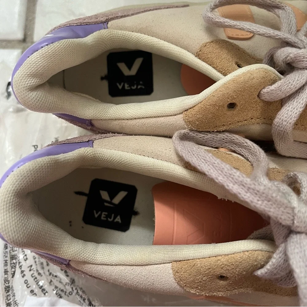 NEW Veja Women V-10 Suede Multico Peach Lavender Sneakers Shoes size 39 US 8 - Picture 5 of 11